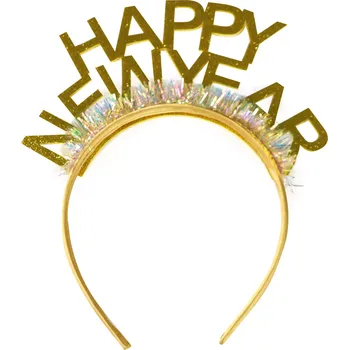 Karnevalový doplněk Rappa Čelenka Happy New Year zlatá