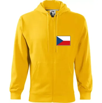 Pánská mikina Česká republika - Vlajka malá - Mikina s kapucí na zip trendy zipper - S ( Žlutá )
