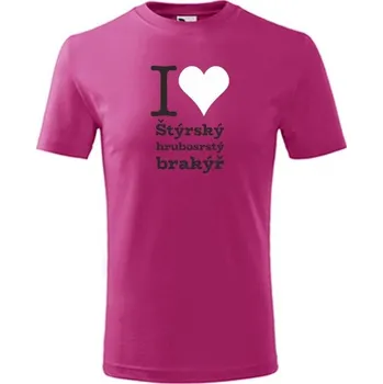 Purpurové dětské tričko I love Štýrský hrubosrstý brakýř - dárek pro malého pejskaře / pejskařku - barva purpurová - velikost 4roky