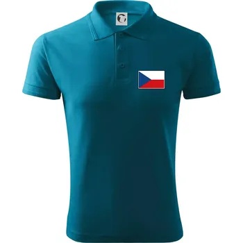 Pánská košile Česká republika - Vlajka malá - Polokošile pánská Pique Polo 203 - 5XL ( Tmavý tyrkys )