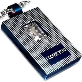 Přívěsek Přívěsek ocel modrý I Love You (Destička přívěsek ocel)