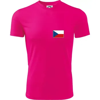 Chlapecké oblečení Česká republika - Vlajka malá - Dětské triko sportovní (dresovina) - 158 cm/12 let ( Neon Pink )