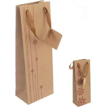 Dárková taška Taška dárk. na víno VLOČKA 13x8,5x35,5 cm mix