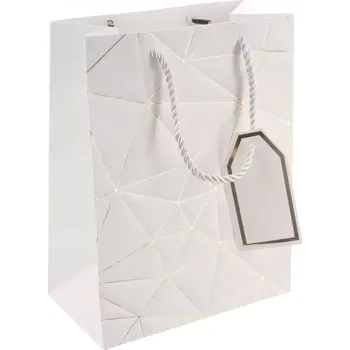 Dárková taška Taška papír dárková mřížka 18x10x23 cm bílá