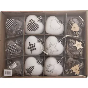 Vánoční ozdoba Ozdoba sklo srdce 1 ks 10x10 cm 4ASS