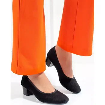 Dámské lodičky Designové lodičky dámské černé na širokém podpatku 38