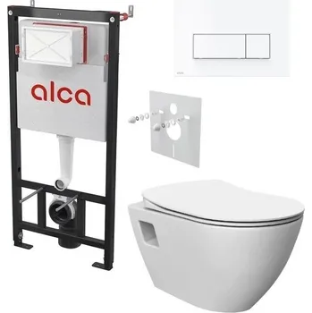 Alcadrain Set modulu do sádrokartonu, WC Urban, sedátka a tlačítka bílá lesk M570