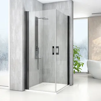 Roth MI PIG+MI PIG Čtvercový sprchový kout 90x90 cm, otevírací, Černý elox/Transparent, MI PIG/900+MI PIG/900 NPE