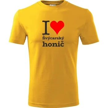 Chlapecké tričko Žluté dětské tričko I love Švýcarský honič - dárek pro malého pejskaře / pejskařku - barva žlutá - velikost 12let