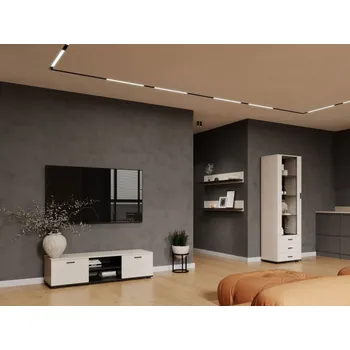 Obývací stěna Obývací stěna Boho VII, Osvětlení: osvětlení LED - modré, Barva: kašmír / kašmír + černá MIRJAN 5903211457173