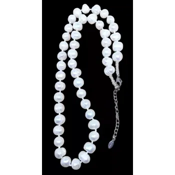 Náhrdelník Říční perly téměř kulaté, 50 cm s chirurgickou ocelí