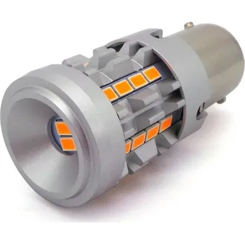 Autožárovka lED žárovka P21W, BA15S 12-24V bez chyby oranžová Novinka motoLEDy 1121