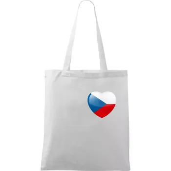 Nákupní taška Česká vlajka srdce - pravé prso - Taška bavlněná - 42 x 38 cm ( Bílá )