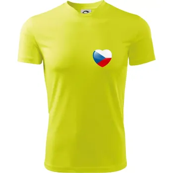 Česká vlajka srdce - pravé prso - Dětské triko sportovní (dresovina) - 158 cm/12 let ( Neonově žlutá )