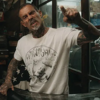 Pánské tričko Yakuza Premium Selection Tričko Yakuza Premium 3918 - bílé - Pain and Gain, Born to Burn Velikost: 2XL