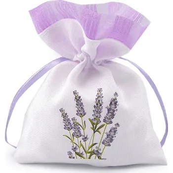 Výtvárné potřeby Dárkový pytlík s potiskem levandule 9x13 cm, barva 2 bílá levandule