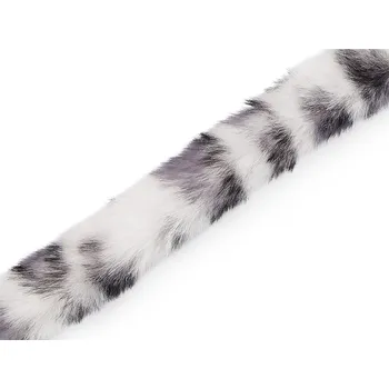 Všívací oděvní / dekorační kožešina kulatá, zvířecí vzor šíře 2,5 cm, barva 3 bílá šedá tmavá