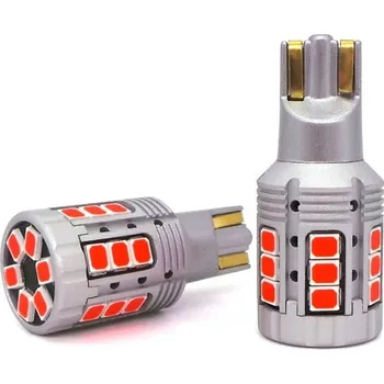Autožárovka lED žárovka W16W 12-24V 100% CAN červená bez chyby motoLEDy 1117
