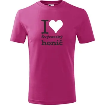 Dětská móda Purpurové dětské tričko I love Švýcarský honič - dárek pro malého pejskaře / pejskařku - barva purpurová - velikost 10let