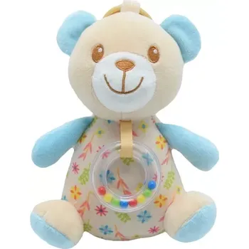 plyšák Hrací plyšový medvídek béžovo-modrý 20 cm