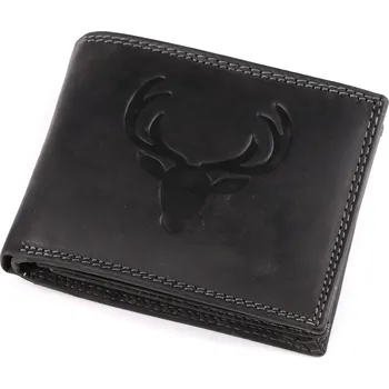 Peněženka TextilCentrum.cz Pánská kožená myslivecká peněženka s RFID ochranou, 870349/21, černá - jelen, matná, 9,5 x 15 x 3,5 cm