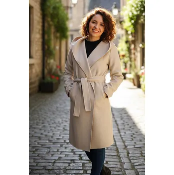 TopMode Dámský delší fleecový kabátek s kapucí 400170