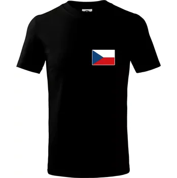 Česká republika - Vlajka malá - Tričko dětské bavlněné - 98 cm / 2 roky ( Černá )