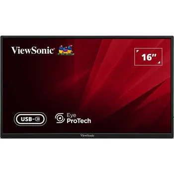 Monitor ViewSonic VA1650 16" 16:9 1920 x 1080 SuperClear® IPS přenosný monitor, HDMI,2 USB type C, ochranný obal