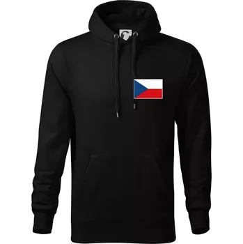 Pánská mikina Česká republika - Vlajka malá - Mikina pánská Cape s kapucí - 5XL ( Černá )