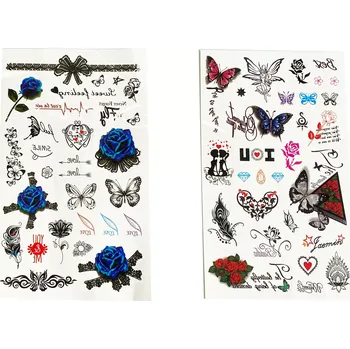 Odstranitelné tetování Dočasné tetovací samolepky pro holky – mix motivů, arch 25 cm