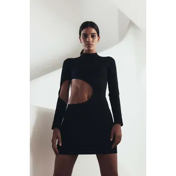 Dámské šaty Bavlněné šaty MUUV. Trou sukien.dlugi.rekaw.TROU černá 99X, vel. L