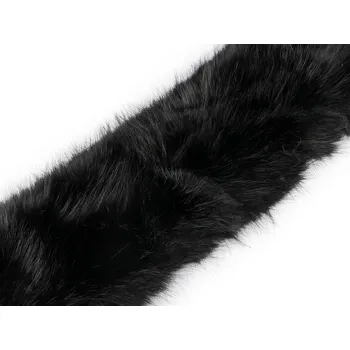 Oděvní kožešina s poutky na kapuci délka 68 cm, barva 2 černá