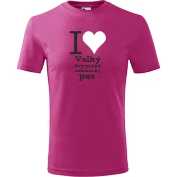 Chlapecké oblečení Purpurové dětské tričko I love Velký švýcarský salašnický pes - dárek pro malého pejskaře / pejskařku - barva purpurová - velikost 4roky