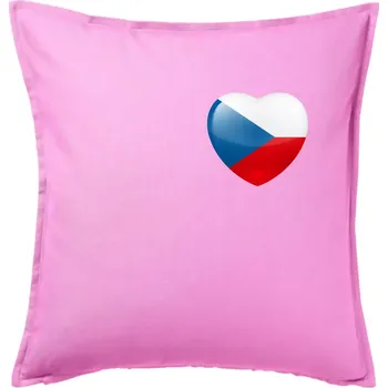 Polštář Česká vlajka srdce - pravé prso - Polštář 50x50 - 50x50 - Pouze potah ( Růžová )