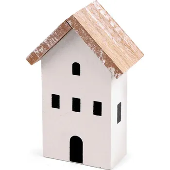 Vánoční dekorace Dekorace celodřevěný domeček Varianta: krémově bílá, Balení: 1 ks