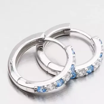Náušnice Dámské náušnice stříbro 925 zirkon kruhy s modré kameny PKL-2268