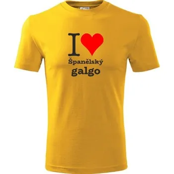 Chlapecké tričko Žluté dětské tričko I love Španělský galgo - dárek pro malého pejskaře / pejskařku - barva žlutá - velikost 6let