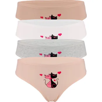 Kalhotky Bavlněné dámské kalhotky Cat 6616 - 3ks XL vícebarevná