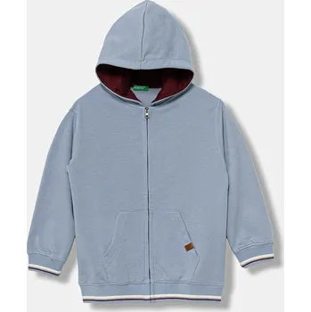 Chlapecká mikina Dětská mikina United Colors of Benetton modrá barva, s kapucí, hladká, 32N4C505B 32N4C505B.G.seasonal 55X, vel. 150