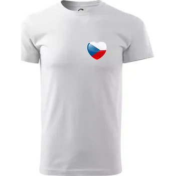 Pánské tričko Česká vlajka srdce - pravé prso - Triko extra velké (5-8XL) - 8XL ( Bílá )