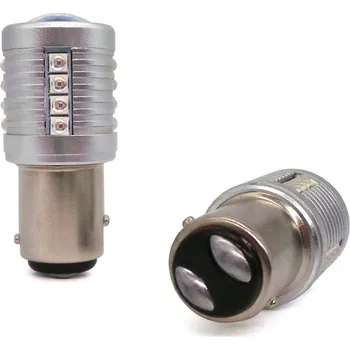 Autožárovka P21/5W LED žárovka BAY15D 12-24V CANBUS 2000lm červená motoLEDy 1111