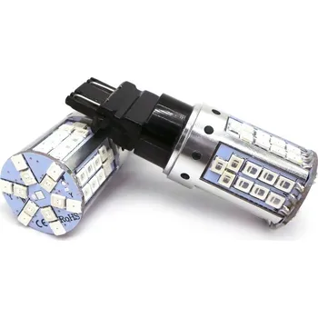 Autožárovka LED žárovka 3157 12-24V CANBUS oranžovo-červená, dvoubarevná USA motoLEDy 669