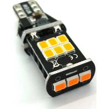 Autožárovka LED T15 12V 12W CANBUS oranžová motoLEDy 386