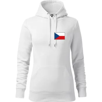Dámská mikina Česká republika - Vlajka malá - Mikina dámská Cape s kapucí - L ( Bílá )