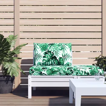 Podsedák vidaXL Podušky na palety 2 ks vzor listů textil