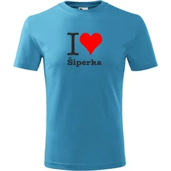 Chlapecké tričko Tyrkysové dětské tričko I love Šiperka - dárek pro malého pejskaře / pejskařku - barva tyrkysová - velikost 12let