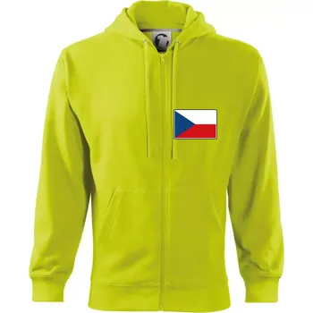 Pánská mikina Česká republika - Vlajka malá - Mikina s kapucí na zip trendy zipper - XL ( Limetková )