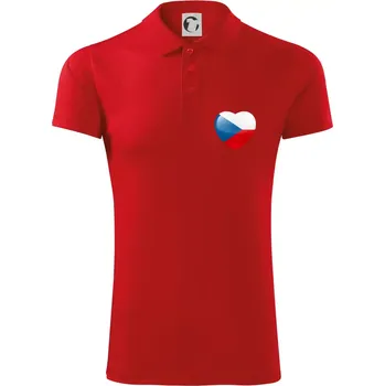 Pánská košile Česká vlajka srdce - pravé prso - Polokošile Victory sportovní (dresovina) - 3XL ( Červená )