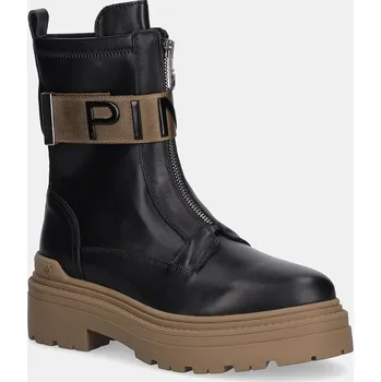 Dámské kozačky Kožené kotníkové boty Pinko Mia 13 dámské, černá barva, na platformě, SD0219P061Z99 SD0219.P061.Z99 99X, EUR 36