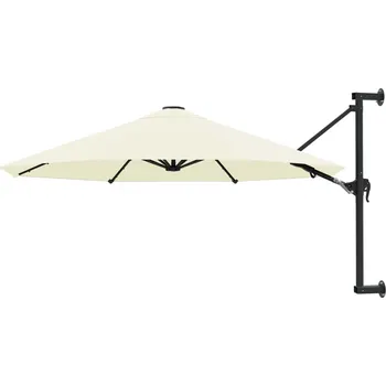 Slunečník vidaXL Nástěnný slunečník s kovovou tyčí 300 cm pískový